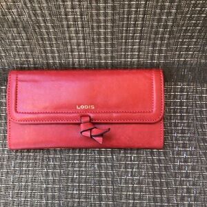 Lodis Red Leather ELLA Trifold RFID Wallet